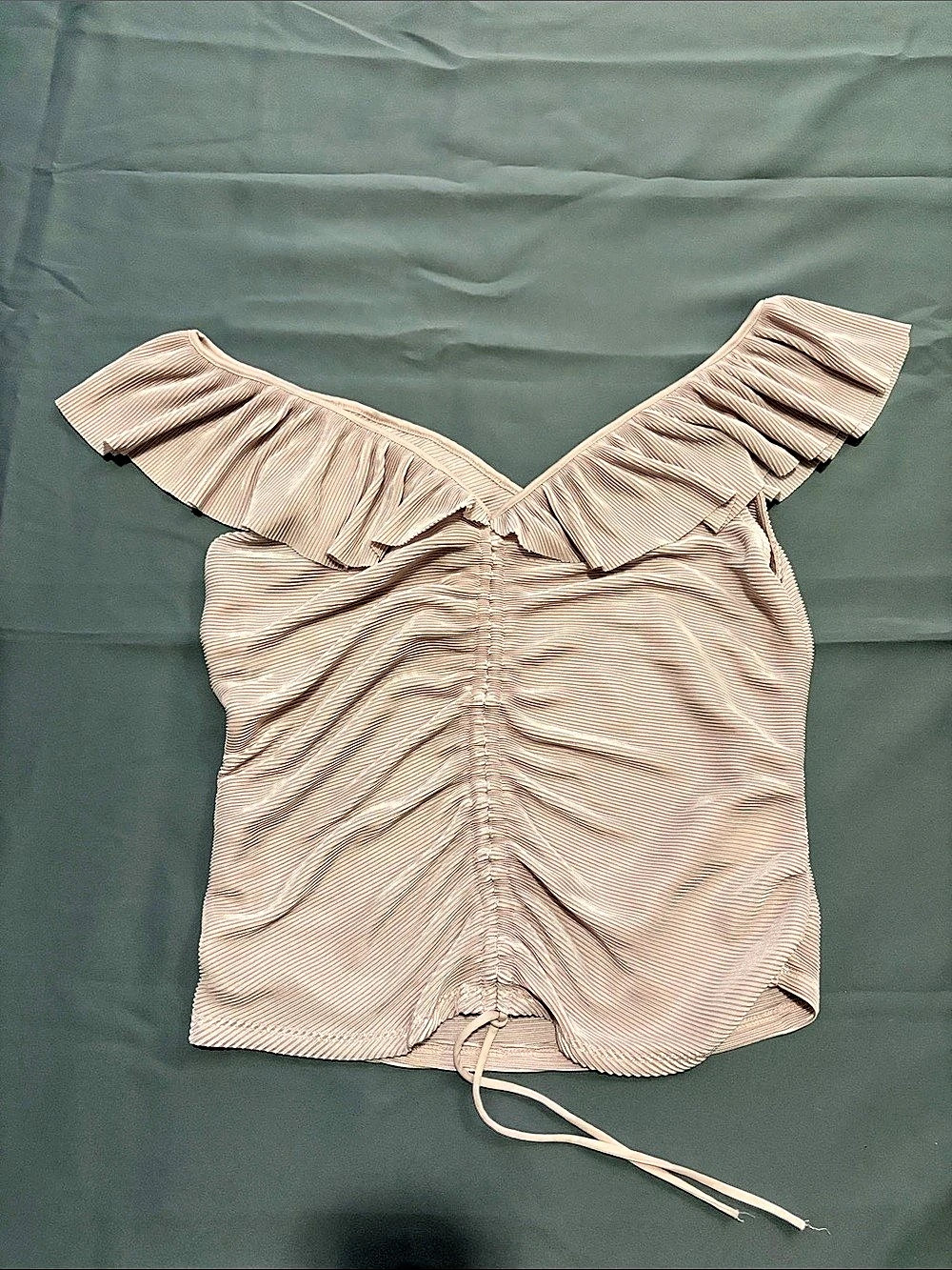 Express Ruched Ruffle Crop Top in Pink Size Medium